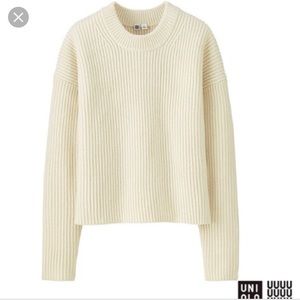 Uniqlo U Women Lambswool Cropped Crew off white S